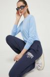 Бавовняні спортивні штани Tommy Jeans колір синій з принтом (3434631) Бавовняні спортивні штани Tommy Jeans колір синій з принтом (3434631)