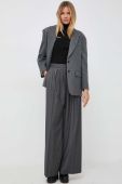 Штани Twinset жіночі колір сірий широке висока посадка Штани Twinset жіночі колір сірий широке висока посадка