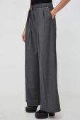 Штани Twinset жіночі колір сірий широке висока посадка Штани Twinset жіночі колір сірий широке висока посадка