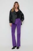 Вельветові штани Twinset колір фіолетовий пряме висока посадка Вельветові штани Twinset колір фіолетовий пряме висока посадка