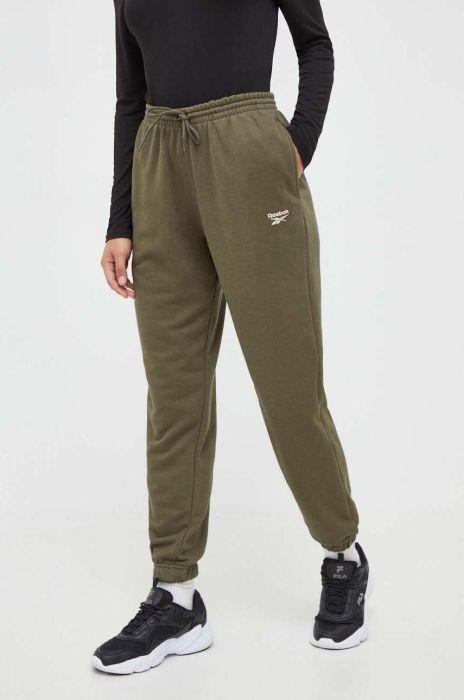 Спортивні штани Reebok колір зелений однотонні (3547480) Спортивні штани Reebok колір зелений однотонні (3547480)