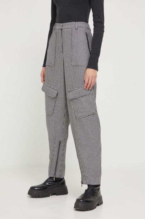 Штани з домішкою вовни Iceberg колір сірий широке висока посадка Штани з домішкою вовни Iceberg колір сірий широке висока посадка