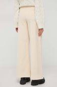 Вельветові штани MAX&Co. колір бежевий кльош висока посадка