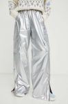 Штани Stine Goya жіночі колір срібний широке висока посадка
