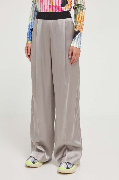 Штани Stine Goya жіночі колір сірий широке висока посадка Штани Stine Goya жіночі колір сірий широке висока посадка