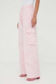 Бавовняні штани Stine Goya Fatuna колір рожевий пряме висока посадка Бавовняні штани Stine Goya Fatuna колір рожевий пряме висока посадка