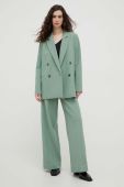 Штани Lovechild жіночі колір зелений пряме висока посадка Штани Lovechild жіночі колір зелений пряме висока посадка