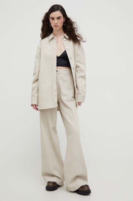 Штани Lovechild жіночі колір бежевий пряме висока посадка (3635261) Штани Lovechild жіночі колір бежевий пряме висока посадка (3635261)