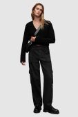 Бавовняні штани AllSaints FRIEDA STRAIGHT жіночі колір чорний фасон cargo середня посадка