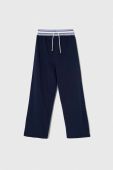 Дитячі бавовняні штани Sisley колір синій однотонні
