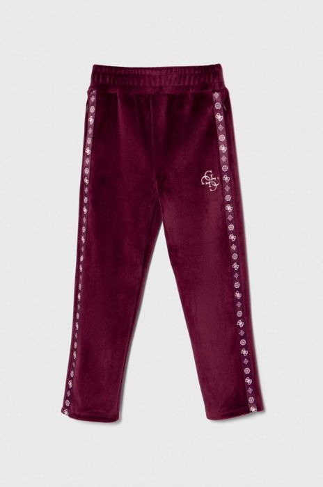 Дитячі спортивні штани Guess колір бордовий з аплікацією Дитячі спортивні штани Guess колір бордовий з аплікацією