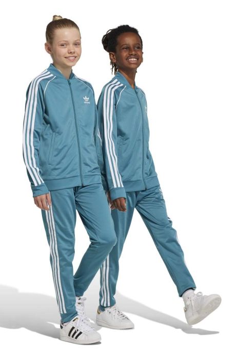 Дитячі спортивні штани adidas Originals колір бірюзовий з аплікацією Дитячі спортивні штани adidas Originals колір бірюзовий з аплікацією