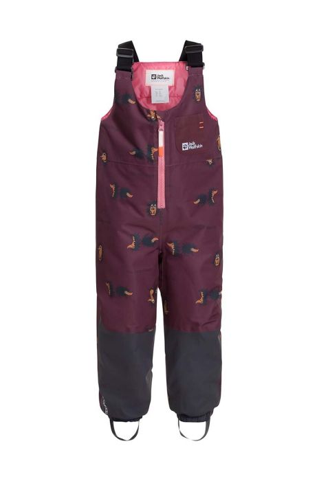 Дитячі штани для зимових видів спорту Jack Wolfskin GLEEL 2L INS PRINT BIB колір бордовий Дитячі штани для зимових видів спорту Jack Wolfskin GLEEL 2L INS PRINT BIB колір бордовий
