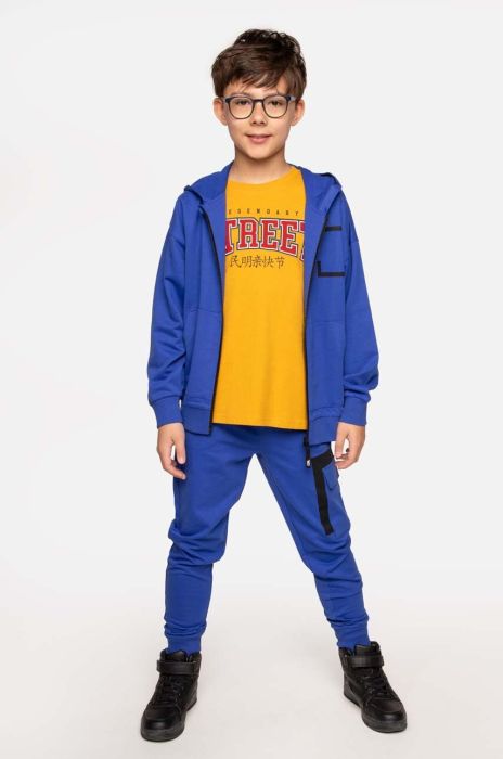 Дитячі бавовняні штани Coccodrillo колір синій однотонні (3495678)