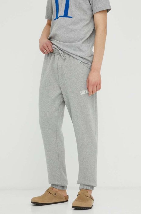 Бавовняні спортивні штани Les Deux колір сірий з принтом