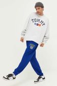 Бавовняні спортивні штани Tommy Jeans колір синій з аплікацією
