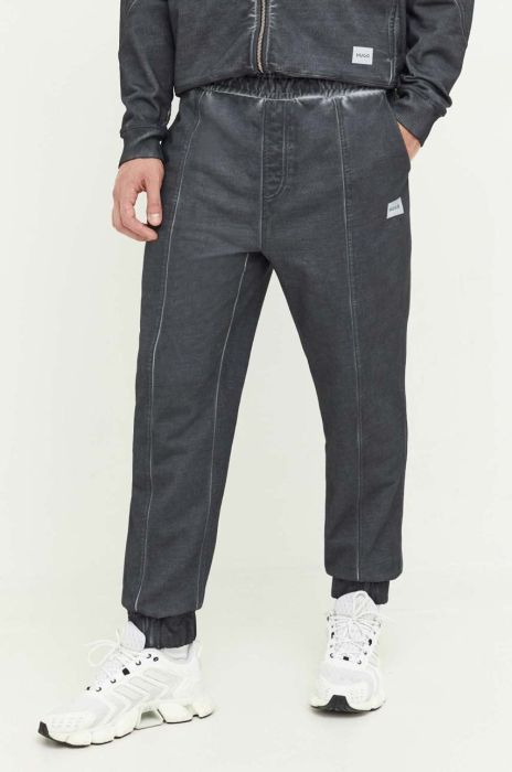 Бавовняні спортивні штани HUGO колір сірий однотонні (3379704) Бавовняні спортивні штани HUGO колір сірий однотонні (3379704)