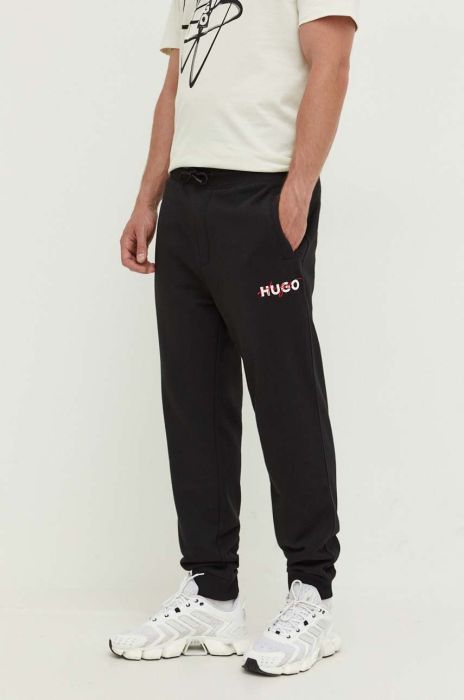 Спортивні штани HUGO колір чорний з принтом Спортивні штани HUGO колір чорний з принтом