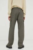 Штани з домішкою льону Samsoe Samsoe колір зелений пряме Штани з домішкою льону Samsoe Samsoe колір зелений пряме