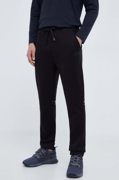 Бавовняні спортивні штани Boss Green BOSS GREEN колір чорний однотонні Бавовняні спортивні штани Boss Green BOSS GREEN колір чорний однотонні