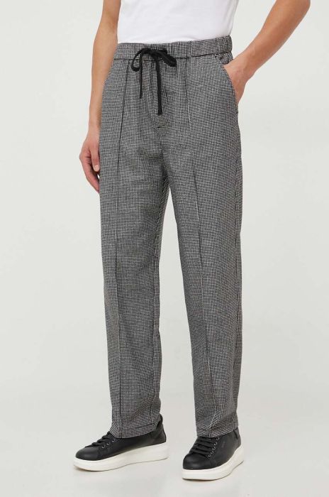 Штани з домішкою вовни United Colors of Benetton колір чорний пряме