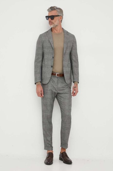 Штани з домішкою вовни BOSS колір чорний пряме Штани з домішкою вовни BOSS колір чорний пряме