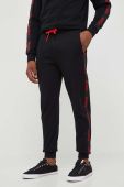 Бавовняні штани лаунж HUGO колір чорний з аплікацією (3501215) Бавовняні штани лаунж HUGO колір чорний з аплікацією (3501215)