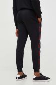 Бавовняні штани лаунж HUGO колір чорний з аплікацією (3501215) Бавовняні штани лаунж HUGO колір чорний з аплікацією (3501215)