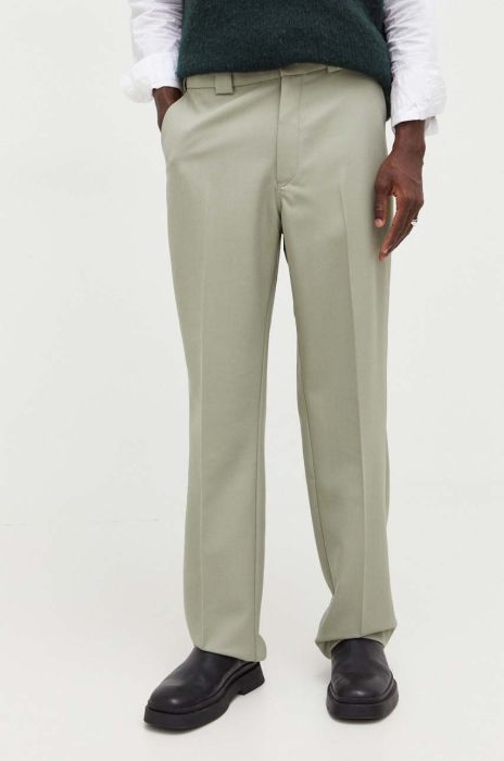 Штани з домішкою вовни Won Hundred колір зелений пряме