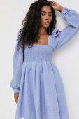 Сукня Custommade mini розкльошена колір блакитний Сукня Custommade mini розкльошена колір блакитний