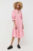 Сукня Notes du Nord колір рожевий midi розкльошена