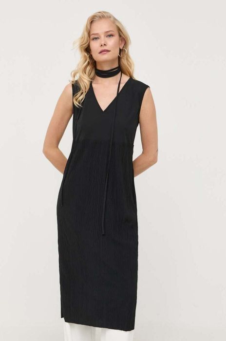 Сукня Max Mara Leisure колір чорний midi розкльошена (3410306) Сукня Max Mara Leisure колір чорний midi розкльошена (3410306)