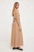 Сукня MAX&Co. колір бежевий maxi розкльошена
