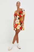 Бавовняна сукня Billabong mini розкльошена колір барвистий