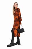Сукня Desigual 23WWVWAG WOMAN WOVEN DRESS LONG SLEEVE колір помаранчевий midi пряма
