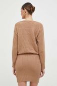 Сукня з домішкою вовни Guess колір коричневий mini облягаюча