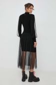 Сукня з домішкою вовни Twinset колір чорний maxi розкльошена