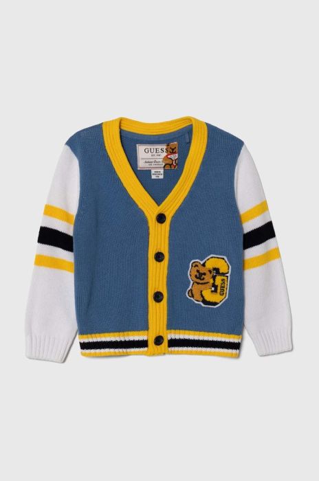 Дитячий бавовняний кардиган Guess колір блакитний Дитячий бавовняний кардиган Guess колір блакитний