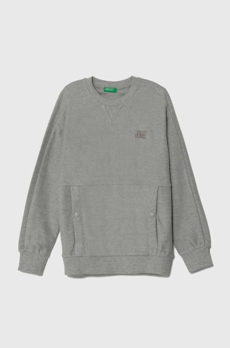 Дитяча бавовняна кофта United Colors of Benetton колір сірий однотонна (3516139)