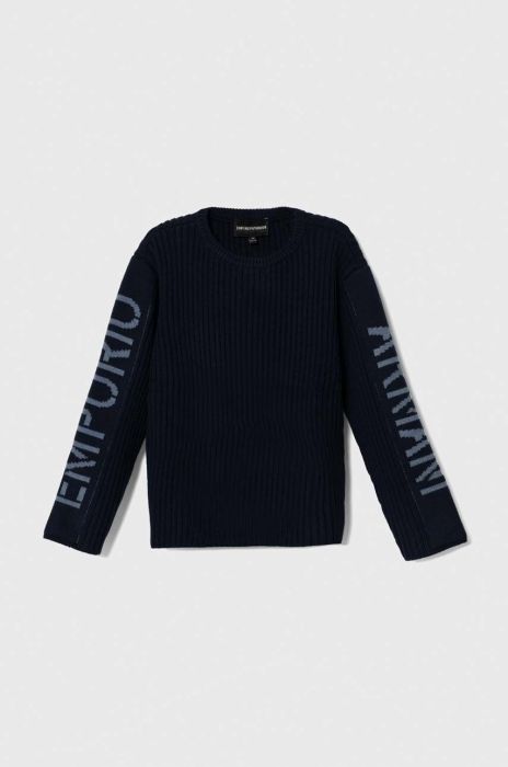 Дитячий светр з домішкою вовни Emporio Armani колір синій Дитячий светр з домішкою вовни Emporio Armani колір синій