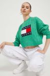 Светр Tommy Jeans жіночий колір зелений легкий (3366675)