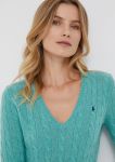 Вовняний светр Polo Ralph Lauren жіночий колір зелений легкий (3388679)
