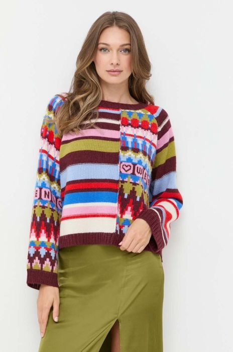 Светр з домішкою вовни Weekend Max Mara жіночий колір барвистий (3443615) Светр з домішкою вовни Weekend Max Mara жіночий колір барвистий (3443615)