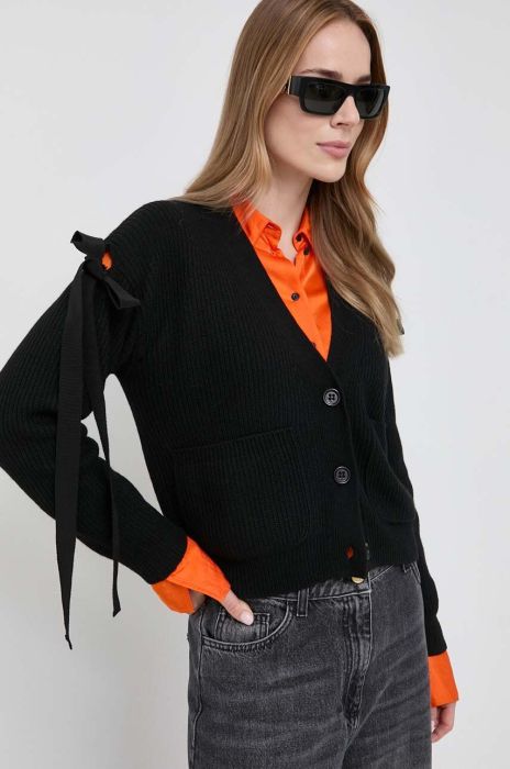 Кардиган з домішкою вовни Red Valentino колір чорний