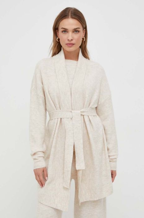 Кардиган з домішкою вовни Liu Jo колір бежевий легкий Кардиган з домішкою вовни Liu Jo колір бежевий легкий