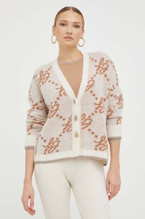 Кардиган з домішкою вовни Liu Jo колір бежевий Кардиган з домішкою вовни Liu Jo колір бежевий