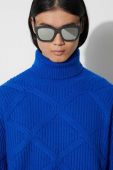 Вовняний светр Samsoe Samsoe жіночий теплий гольф колір блакитний
