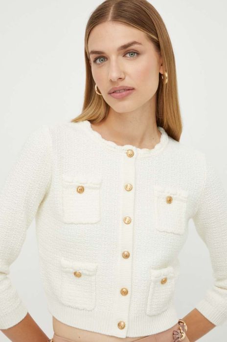 Кардиган з домішкою вовни Elisabetta Franchi колір бежевий легкий Кардиган з домішкою вовни Elisabetta Franchi колір бежевий легкий