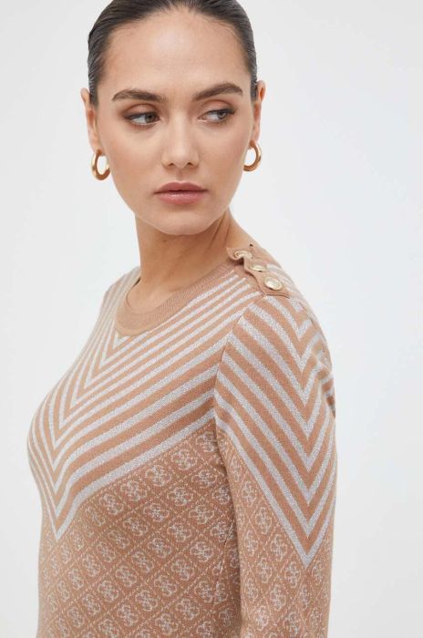 Светр з домішкою вовни Guess жіночий колір коричневий легкий
