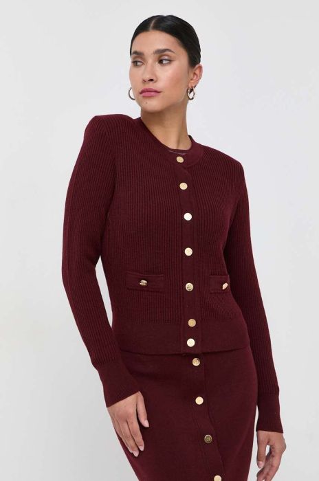 Вовняний кардиган Luisa Spagnoli колір бордовий легкий Вовняний кардиган Luisa Spagnoli колір бордовий легкий